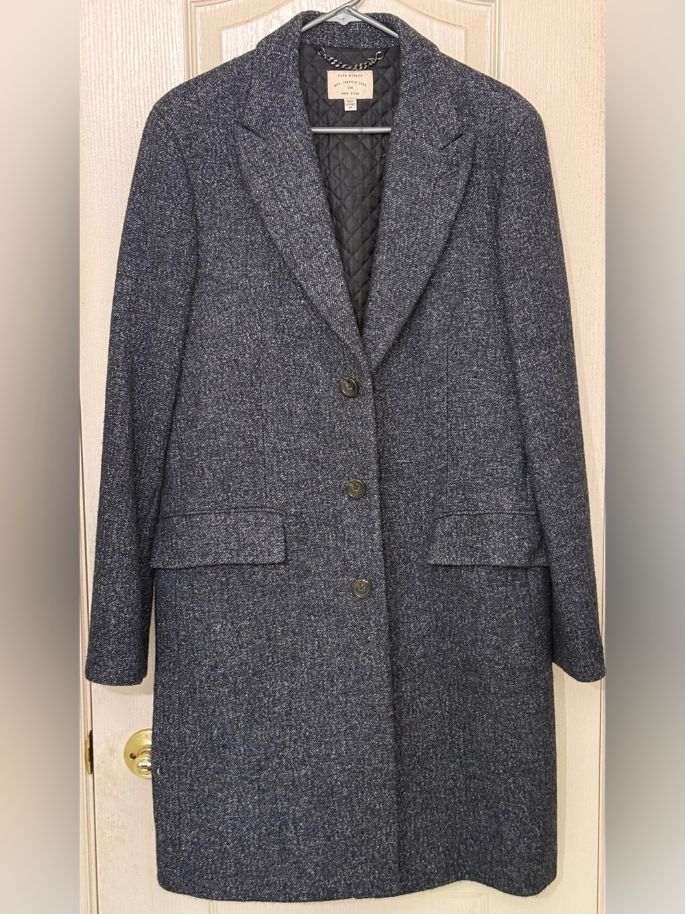 Club Monaco Gray Wool Blend Quilted Pea Coat Size 38 Medium